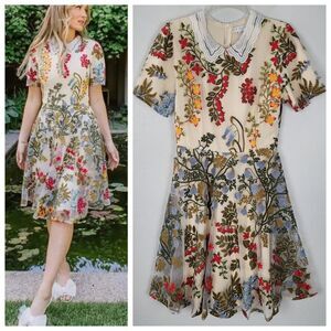 Ivy City Co Size M Penelope Dress Short Sleeve Embroidered Floral Multicolor
